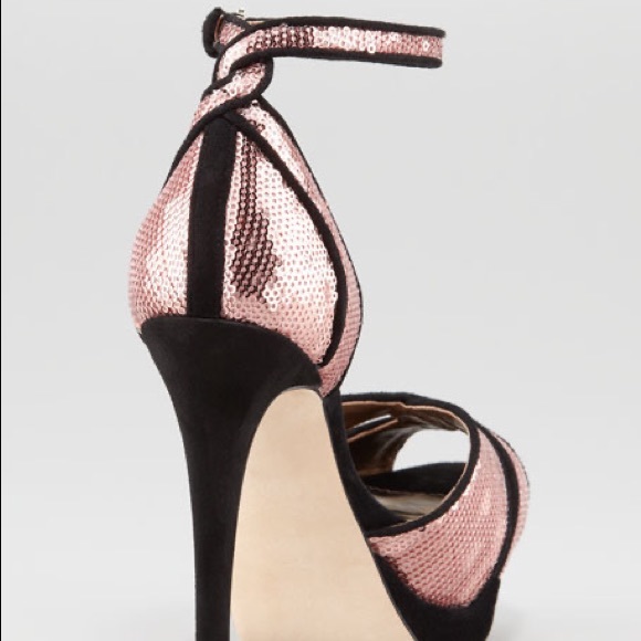 Sam Edelman PAISLEY Sequin Ankle Strap Platform - Rose Gold Pink Size 8 - Picture 10 of 11